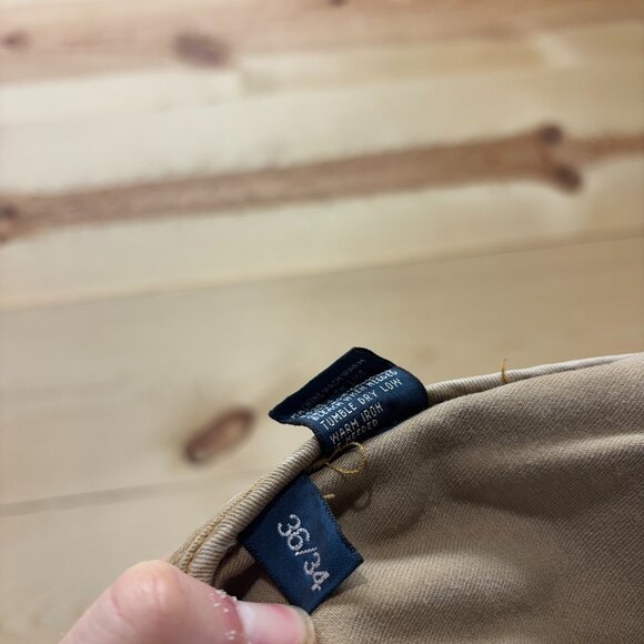 Vintage Ralph Lauren Pants Mens 36x32 Brown Tan Chino Classic 817 Distressed - Picture 12 of 12